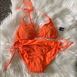 Orange eyelet lace bikini NWT